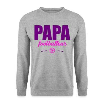 Papa Footballeur Football Ballon - Sweat-shirt Unisexe - gris chiné - Devant - Alina (178cm) & Michal (187cm)