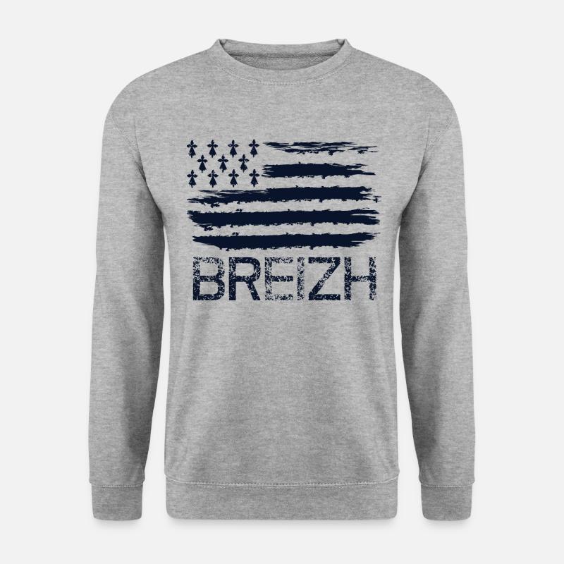 Breizh Flagge - Unisex Pullover - Weißgrau meliert