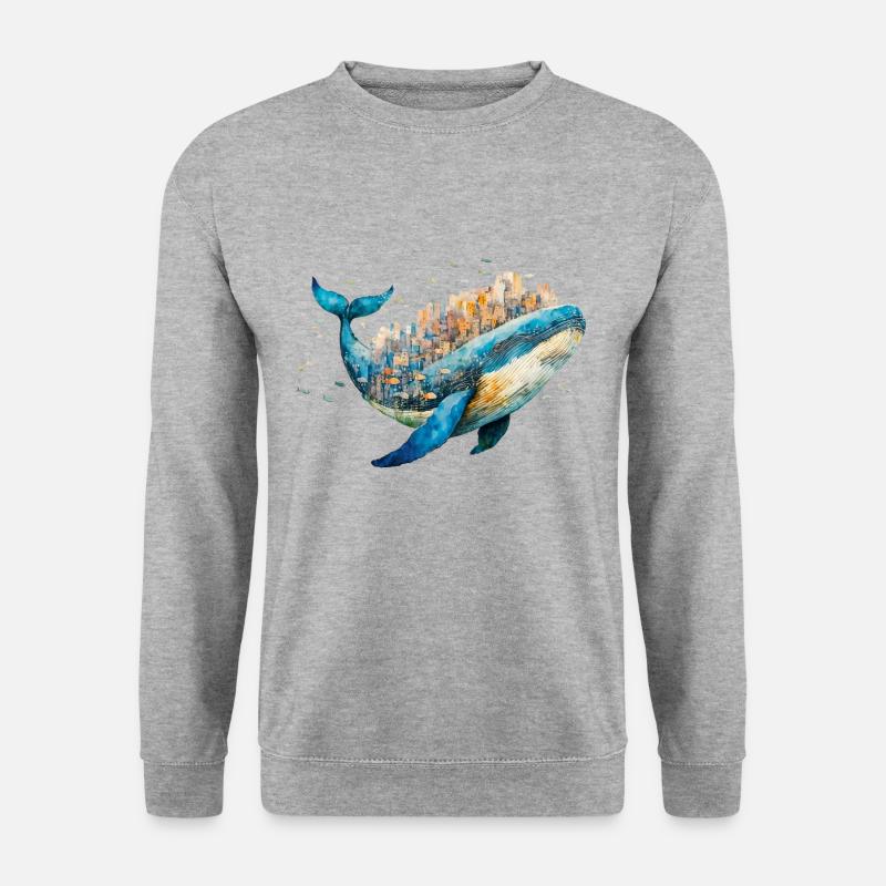 Blauwal-City - Unisex Pullover - Weißgrau meliert