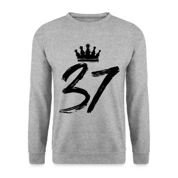 37 Couronne numérique - Sweat-shirt Unisexe - gris chiné - Devant - Alina (178cm) & Michal (187cm)