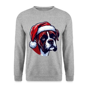 Cute Boxer Dog Xmas Eve Spirit - Unisex Sweatshirt - salt & pepper - Front - Alina (178cm) & Michal (187cm)