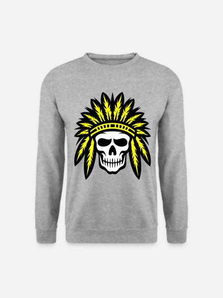 Apache Indian Chief Skull - Unisex Sweatshirt - salt & pepper