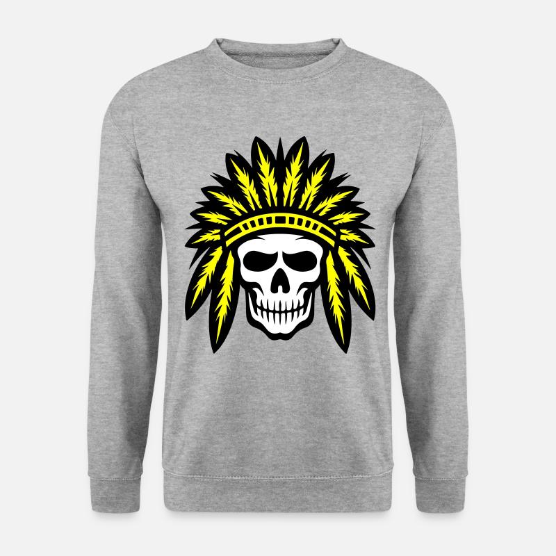 Apache Indianer Häuptling Totenkopf - Unisex Pullover - Weißgrau meliert