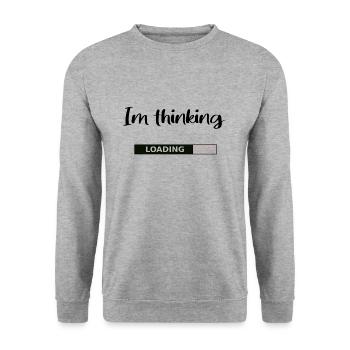 Je pense que dire anglais, humour, fun - Sweat-shirt Unisexe - gris chiné - Devant - Alina (178cm) & Michal (187cm)
