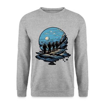 A group of Astronauts Exploring an Alien planet - Unisex Sweatshirt - salt & pepper - Front - Alina (178cm) & Michal (187cm)