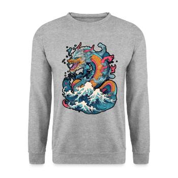 Chinese dragon emerging from water - Sweat-shirt Unisexe - gris chiné - Devant - Alina (178cm) & Michal (187cm)