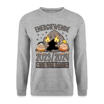 Energiewende 2023/2024 - Ich war dabei - Steinzeit - Unisex Pullover - Weißgrau meliert - Vorne - Alina (178cm) & Michal (187cm)