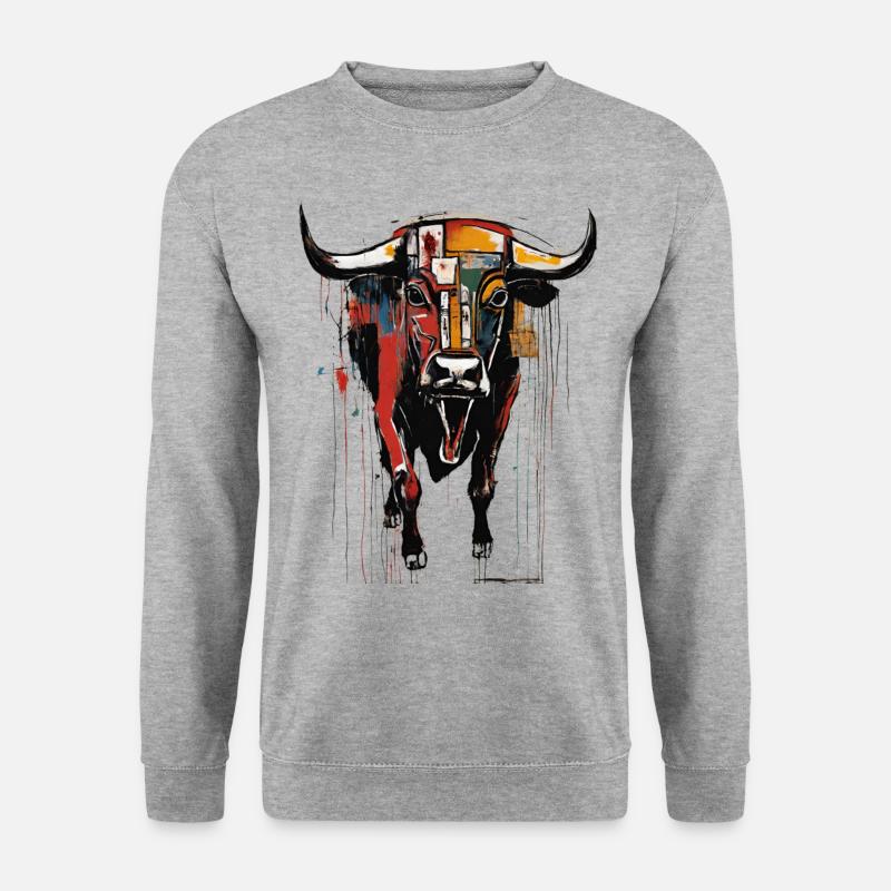 T-Shirt Sweatshirt Bold Bull Art » - Unisex Pullover - Weißgrau meliert