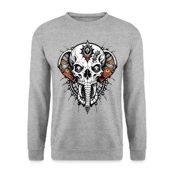 Crâne d’éléphant // Crâne d’éléphant d’Inde FS0070 - Sweat-shirt Unisexe - gris chiné - Devant - Alina (178cm) & Michal (187cm)