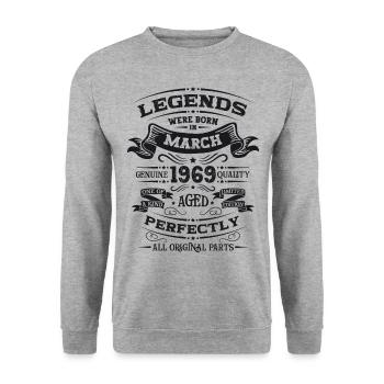 55e anniversaire Homme Legend March Né en 1969 - Sweat-shirt Unisexe - gris chiné - Devant - Alina (178cm) & Michal (187cm)