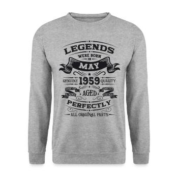 Legende Mai 1959 Jahrgang 1959 Geburtstag 1959 - Unisex Pullover - Weißgrau meliert - Vorne - Alina (178cm) & Michal (187cm)