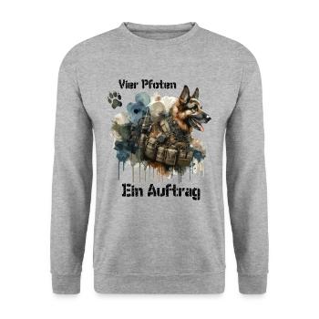 Buddy - Diensthund - Unisex Pullover - Weißgrau meliert - Vorne - Alina (178cm) & Michal (187cm)