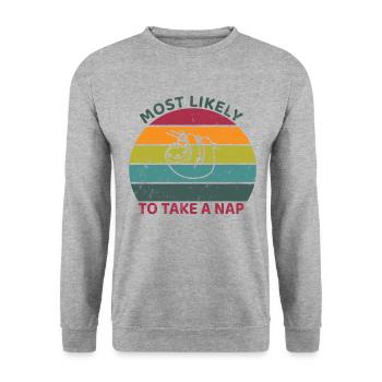 Most likely to take a nap - Sloth - Unisex Sweatshirt - salt & pepper - Front - Alina (178cm) & Michal (187cm)