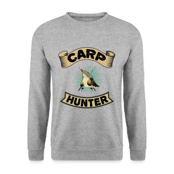 Carp Fishing Carp Angler Gift CARP-HUNTER - Unisex Sweatshirt - salt & pepper - Front - Alina (178cm) & Michal (187cm)