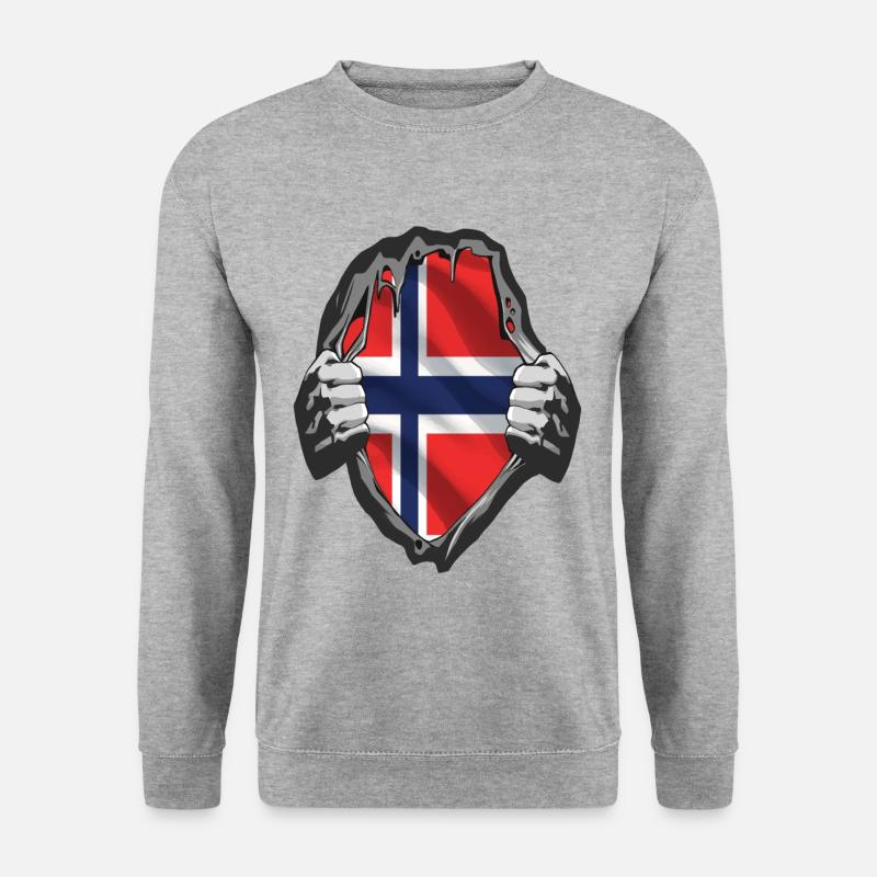 norwegen dorsch karte Dorschjäger Geschenk - Unisex Pullover - Weißgrau meliert