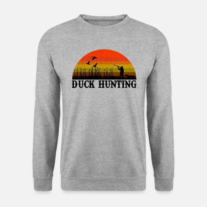 DUCK HUNTING Entenjagd Retro Geschenk - Unisex Pullover - Weißgrau meliert