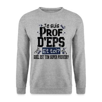 Prof d'EPS Sport Professeur Métier Cadeau Humour - Sweat-shirt Unisexe - gris chiné - Devant - Alina (178cm) & Michal (187cm)