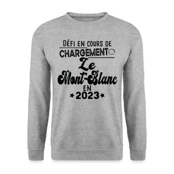 2023 Mont Blanc Montagne France Suisse Italie - Sweat-shirt Unisexe - gris chiné - Devant - Alina (178cm) & Michal (187cm)