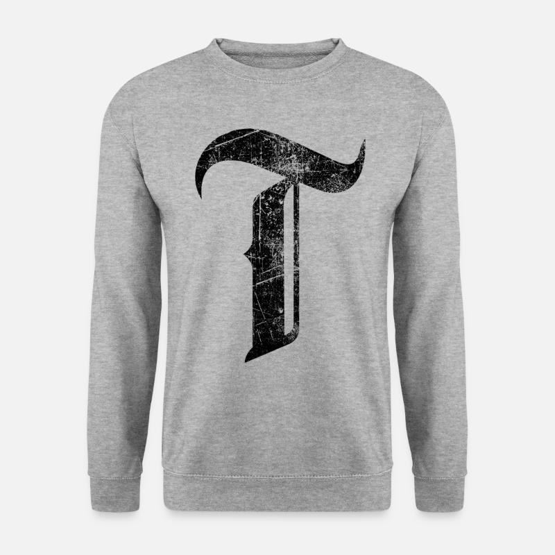 T-Shirt-Alphabet Initiale T - Unisex Pullover - Weißgrau meliert
