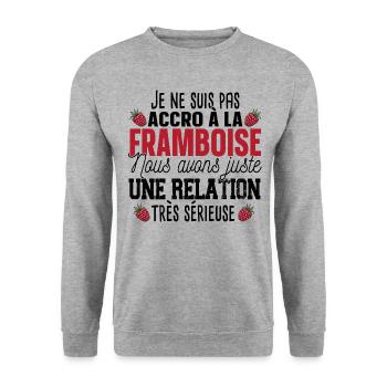 Framboise Fruit Relation Cadeau Humour Rouge - Sweat-shirt Unisexe - gris chiné - Devant - Alina (178cm) & Michal (187cm)