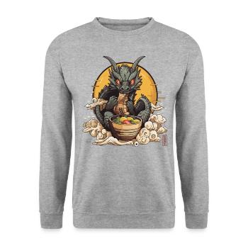 Dragon noodles - Unisex Pullover - Weißgrau meliert - Vorne - Alina (178cm) & Michal (187cm)