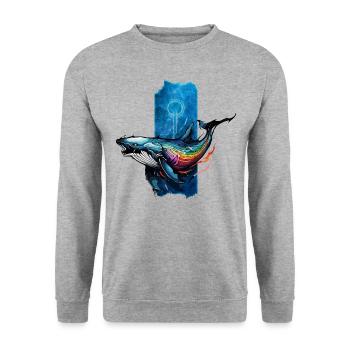 Ocean Serenity: Gentle Giant Whale - Unisex Sweatshirt - salt & pepper - Front - Alina (178cm) & Michal (187cm)