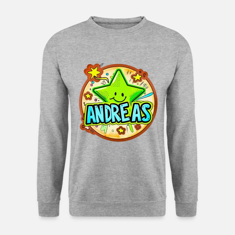 Name Andreas mit Stern - Unisex Pullover - Weißgrau meliert