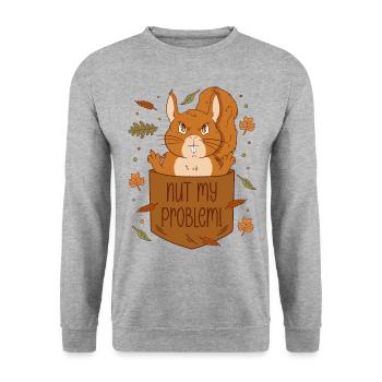 Eichhörnchen Brusttasche - Nut my problem - Unisex Pullover - Weißgrau meliert - Vorne - Alina (178cm) & Michal (187cm)