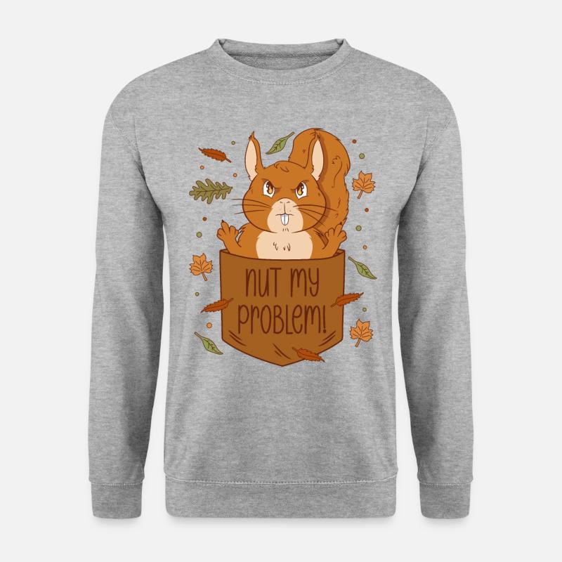 Eichhörnchen Brusttasche - Nut my problem - Unisex Pullover - Weißgrau meliert