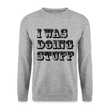 I was doing stuff vintage - Unisex Pullover - Weißgrau meliert - Vorne - Alina (178cm) & Michal (187cm)
