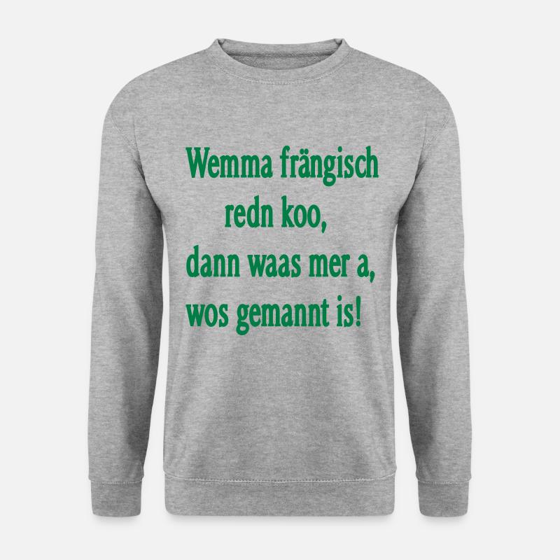 Fränkische Mundart - Unisex Pullover - Weißgrau meliert