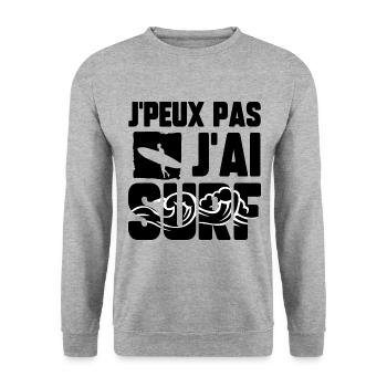 J’peux pas j’ai surf - Sweat-shirt Unisexe - gris chiné - Devant - Alina (178cm) & Michal (187cm)