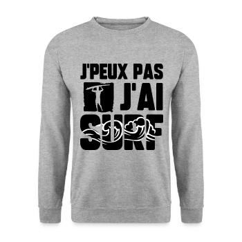 J’peux pas j’ai surf - Sweat-shirt Unisexe - gris chiné - Devant - Alina (178cm) & Michal (187cm)