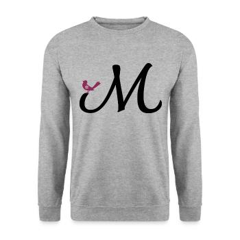 Letter M with Bird - Unisex Sweatshirt - salt & pepper - Front - Alina (178cm) & Michal (187cm)
