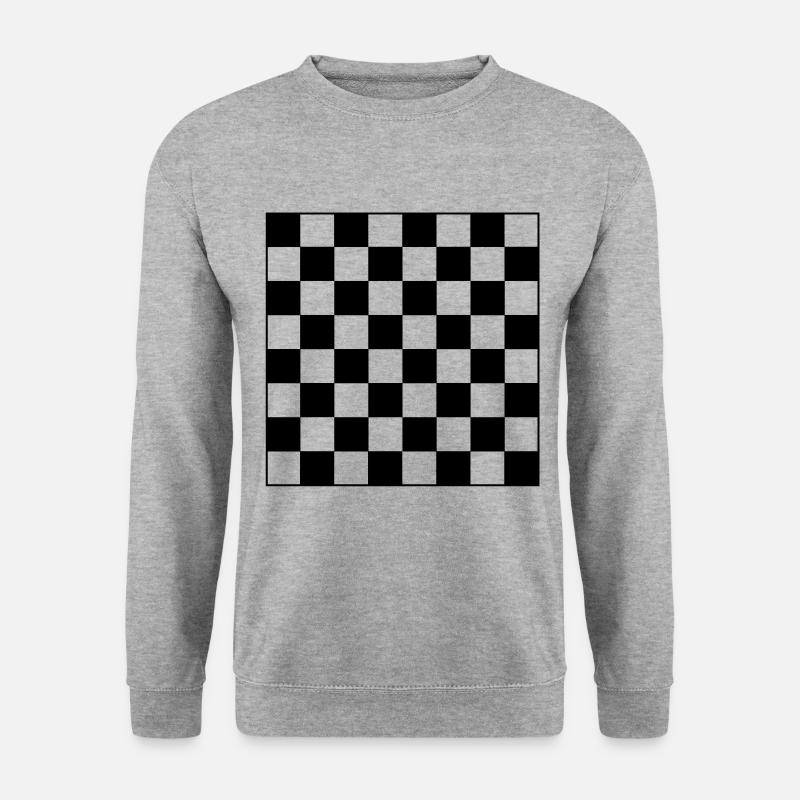 Schachbrett - Unisex Pullover - Weißgrau meliert