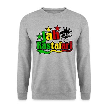 jah rastafari - Sweat-shirt Unisexe - gris chiné - Devant - Alina (178cm) & Michal (187cm)