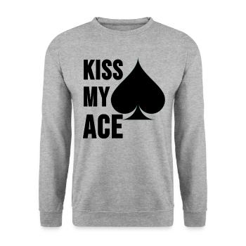 Poker Shirt Pokern Pokerface Ass Casino Geschenk - Unisex Pullover - Weißgrau meliert - Vorne - Alina (178cm) & Michal (187cm)