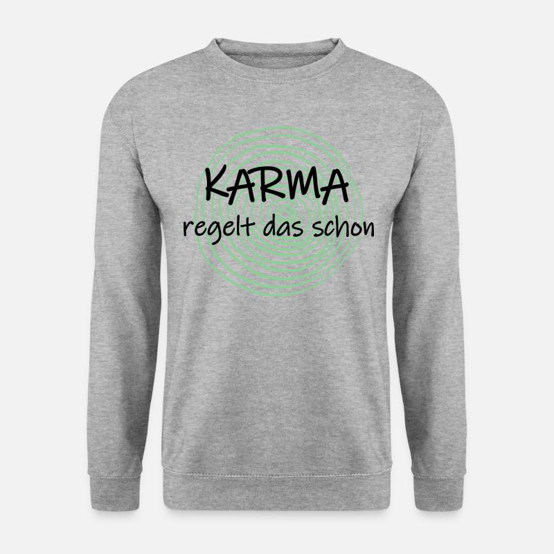 Karma regelt das schon - Unisex Pullover - Weißgrau meliert