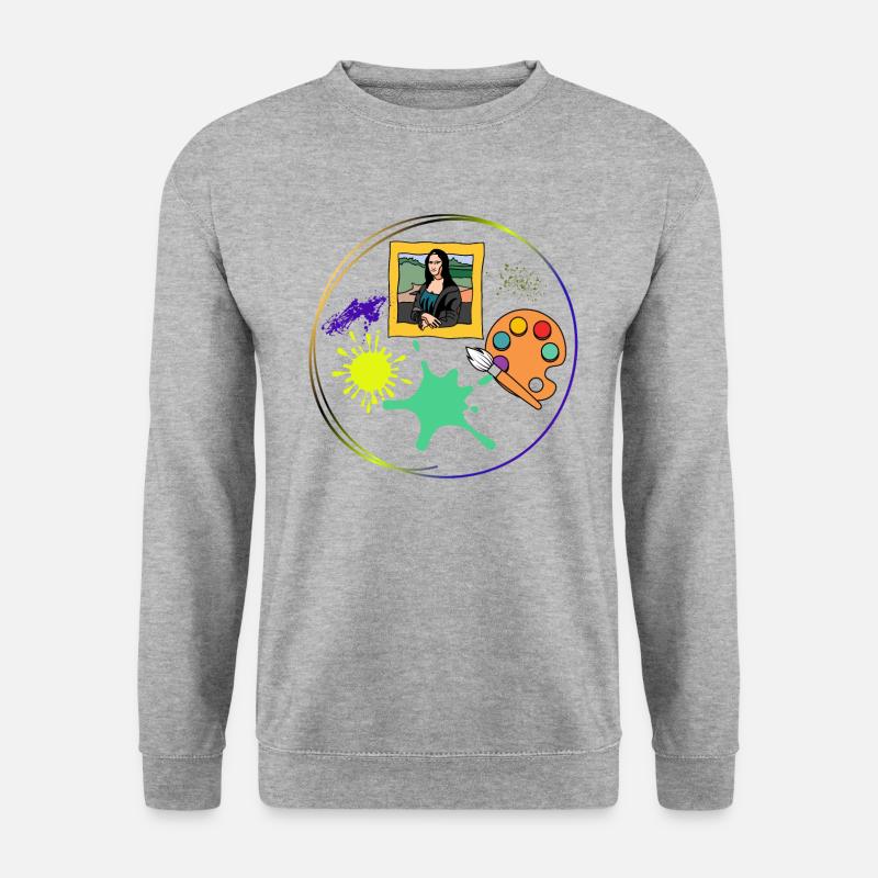 Mona-Lisa-Art-Zeichnen-Maler-Kreativ - Unisex Pullover - Weißgrau meliert