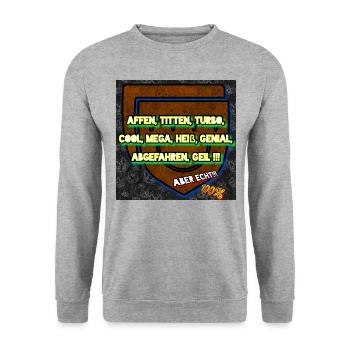 Affen, Titten, Turbo....!!! - Club WoW - Unisex Pullover - Weißgrau meliert - Vorne - Alina (178cm) & Michal (187cm)
