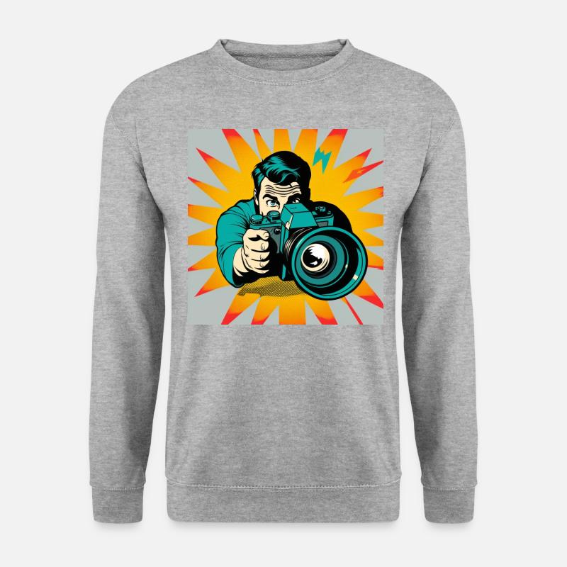 PopArt-Fotograf - Unisex Pullover - Weißgrau meliert