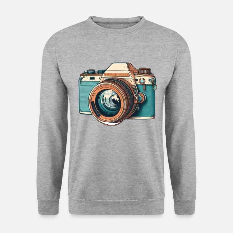 Retro-Kamera - Unisex Pullover - Weißgrau meliert