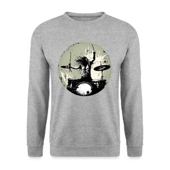 Drummer crazy gray - Unisex Pullover - Weißgrau meliert - Vorne - Alina (178cm) & Michal (187cm)