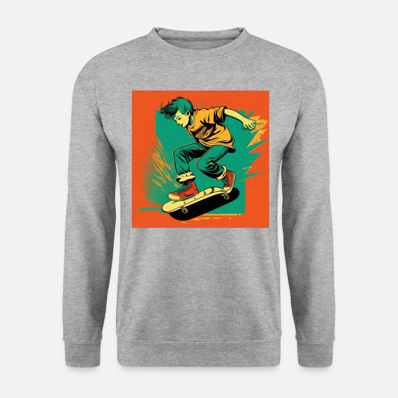 Skater-Junge - Unisex Pullover - Weißgrau meliert