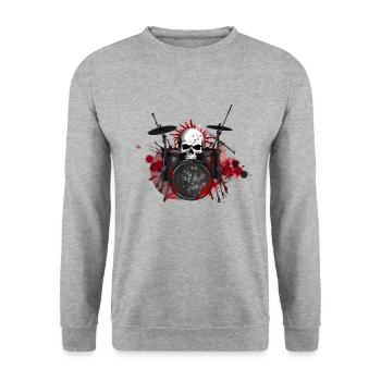 Drums crazy - Unisex Pullover - Weißgrau meliert - Vorne - Alina (178cm) & Michal (187cm)
