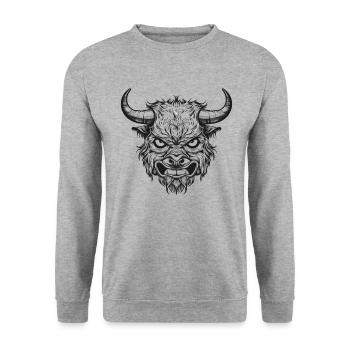 Bull Stier - Unisex Pullover - Weißgrau meliert - Vorne - Alina (178cm) & Michal (187cm)