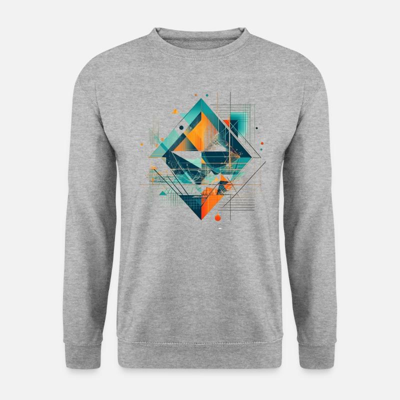 Cooles Geometrisches Ethno Motiv - Unisex Pullover - Weißgrau meliert