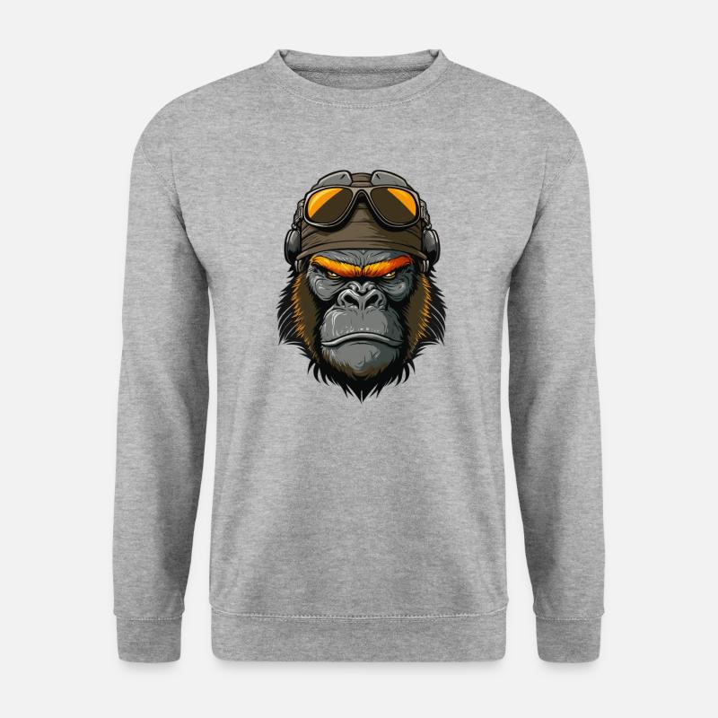 Gorilla Brille Hut - Unisex Pullover - Weißgrau meliert