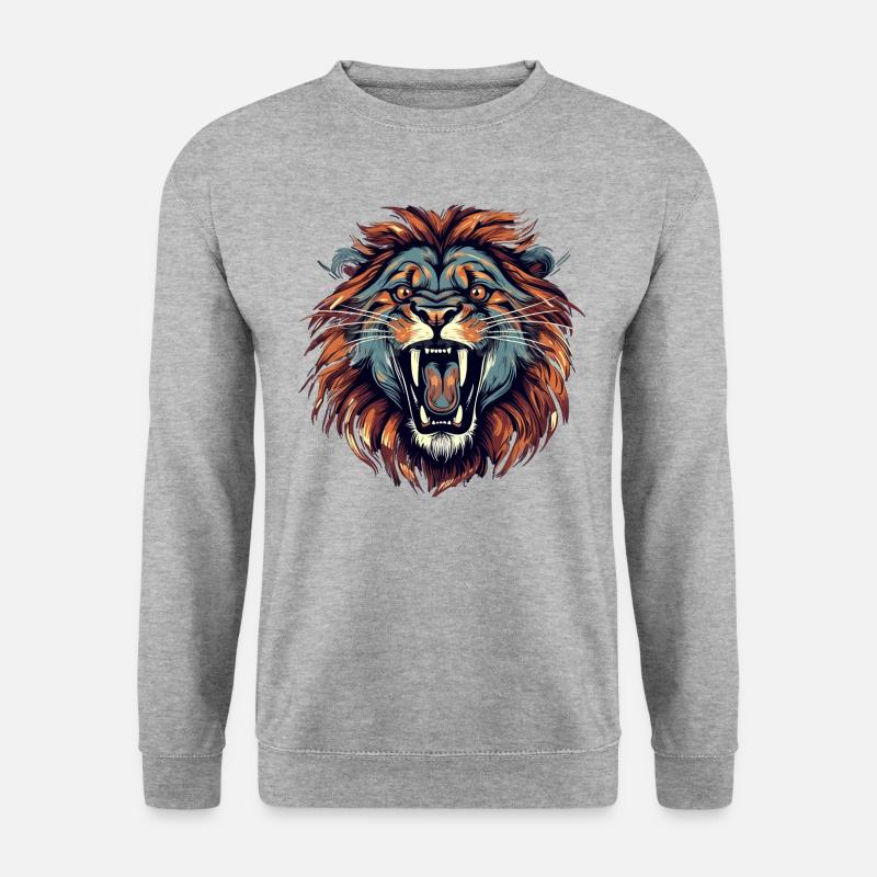 Löwe - Unisex Pullover - Weißgrau meliert