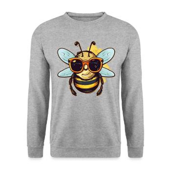 Biene - Unisex Pullover - Weißgrau meliert - Vorne - Alina (178cm) & Michal (187cm)